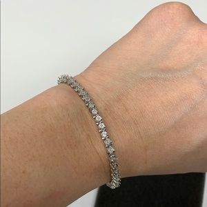 Silver crystal and silver tennis bracelet